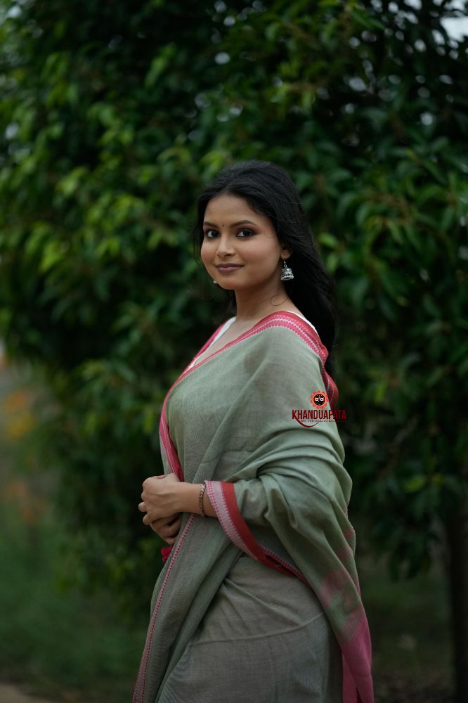khanduapata Grey and Blush Colour Cotton Saree For Women - Distacart