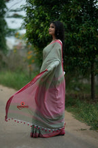 khanduapata Grey and Blush Colour Cotton Saree For Women - Distacart