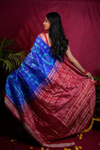 khanduapata Red & Blue Floral Design Silk Saree For Women - Distacart