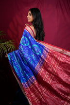 khanduapata Red & Blue Floral Design Silk Saree For Women - Distacart