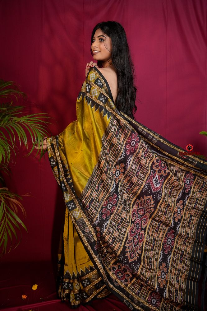 khanduapata Mustard Yellow Colour Double Border Dot Design Silk Saree For Women - Distacart