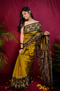 khanduapata Mustard Yellow Colour Double Border Dot Design Silk Saree For Women - Distacart