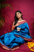 khanduapata Red & Blue Colour Dot Design Silk Saree For Women - Distacart