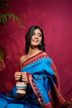 khanduapata Red & Blue Colour Dot Design Silk Saree For Women - Distacart