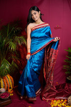khanduapata Red & Blue Colour Dot Design Silk Saree For Women - Distacart