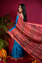 khanduapata Red & Blue Colour Dot Design Silk Saree For Women - Distacart