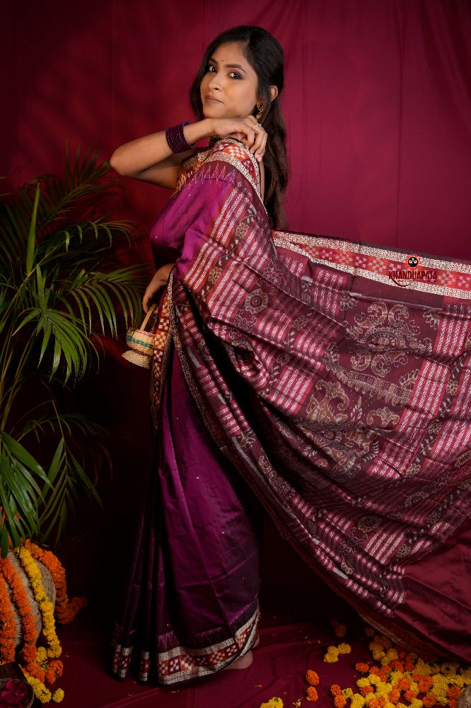 khanduapata Magenta Colour Dot Design Silk Saree For Women - Distacart