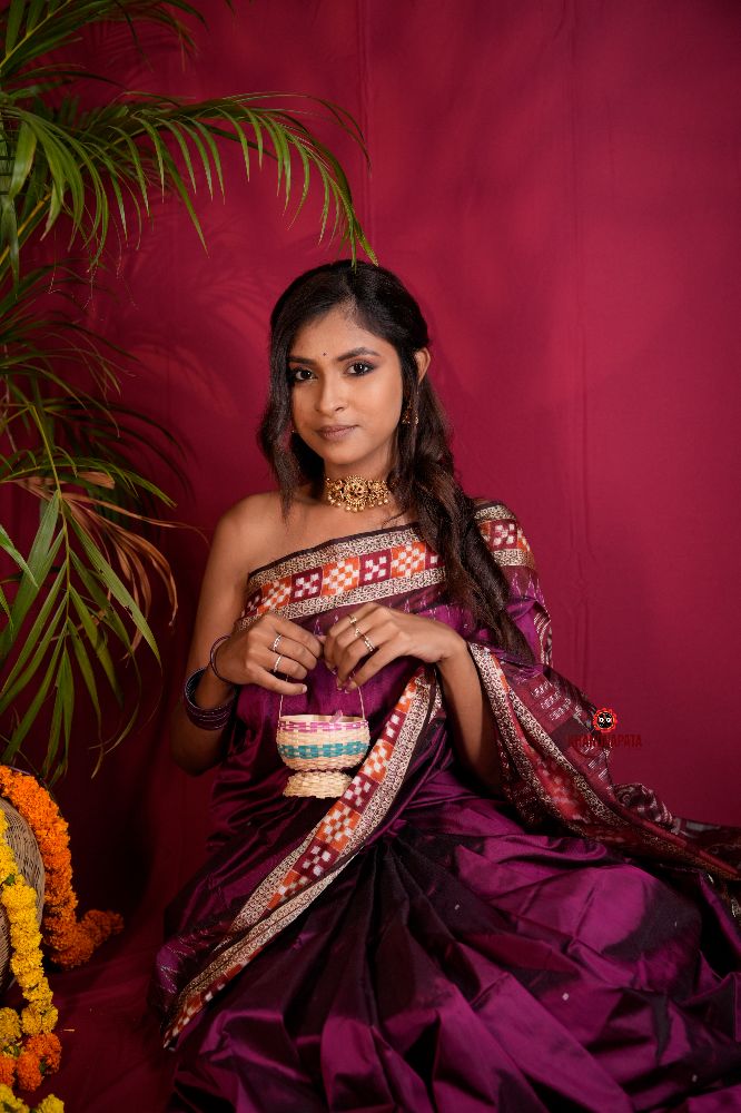 khanduapata Magenta Colour Dot Design Silk Saree For Women - Distacart