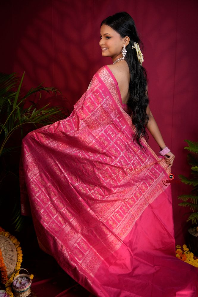 khanduapata Pink Colour Dot Design Silk Saree For Women - Distacart