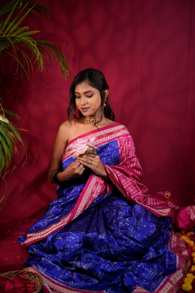 khanduapata Red & Blue Colour Geometric Design Silk Saree For Women - Distacart