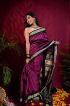 khanduapata Black & Magenta Colour Dot Design Silk Saree For Women - Distacart