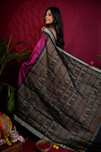 khanduapata Black & Magenta Colour Dot Design Silk Saree For Women - Distacart