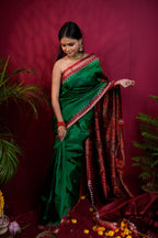 khanduapata Red & Green Colour Dot Design Silk Saree For Women - Distacart
