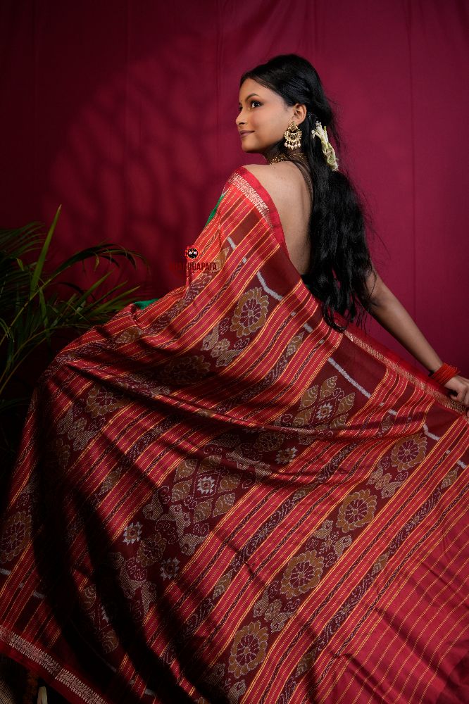 khanduapata Red & Green Colour Dot Design Silk Saree For Women - Distacart