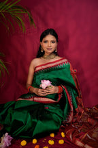 khanduapata Red & Green Colour Dot Design Silk Saree For Women - Distacart