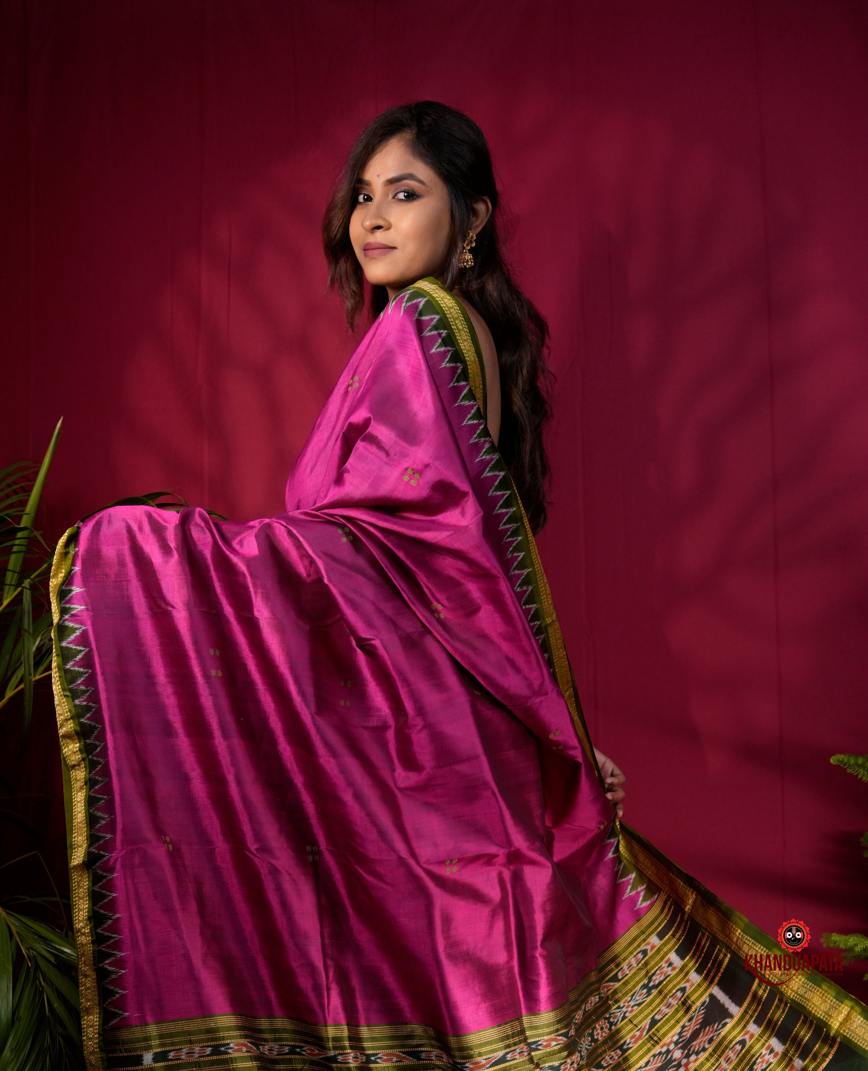 khanduapata Black & Purple Colour Dot Design Silk Saree For Women - Distacart