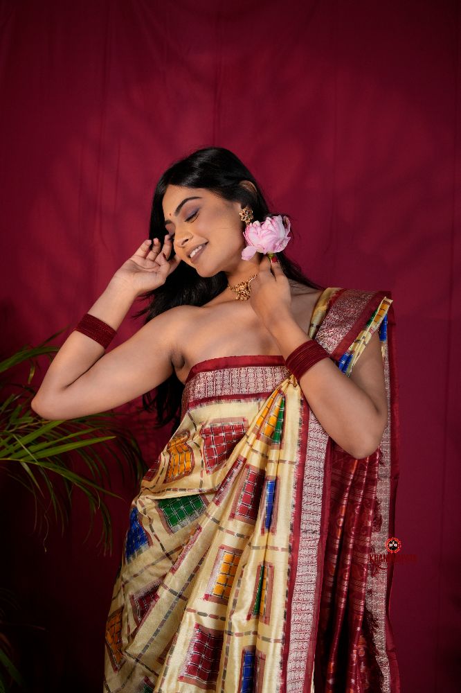 khanduapata Multicolored Geometric & Abstract Design Silk Saree For Women - Distacart