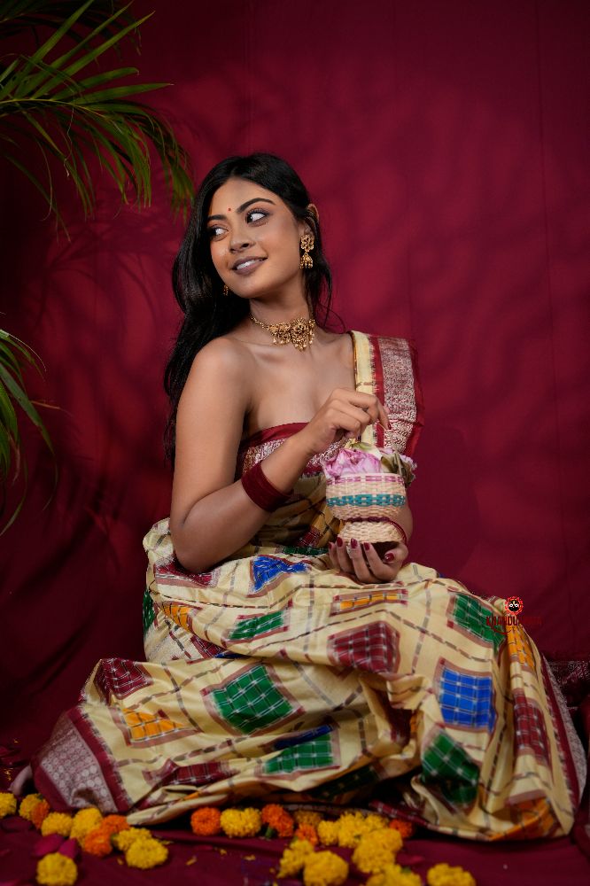 khanduapata Multicolored Geometric & Abstract Design Silk Saree For Women - Distacart