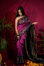 khanduapata Magenta Colour Double Border Dot Design Silk Saree For Women - Distacart