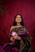 khanduapata Magenta Colour Double Border Dot Design Silk Saree For Women - Distacart