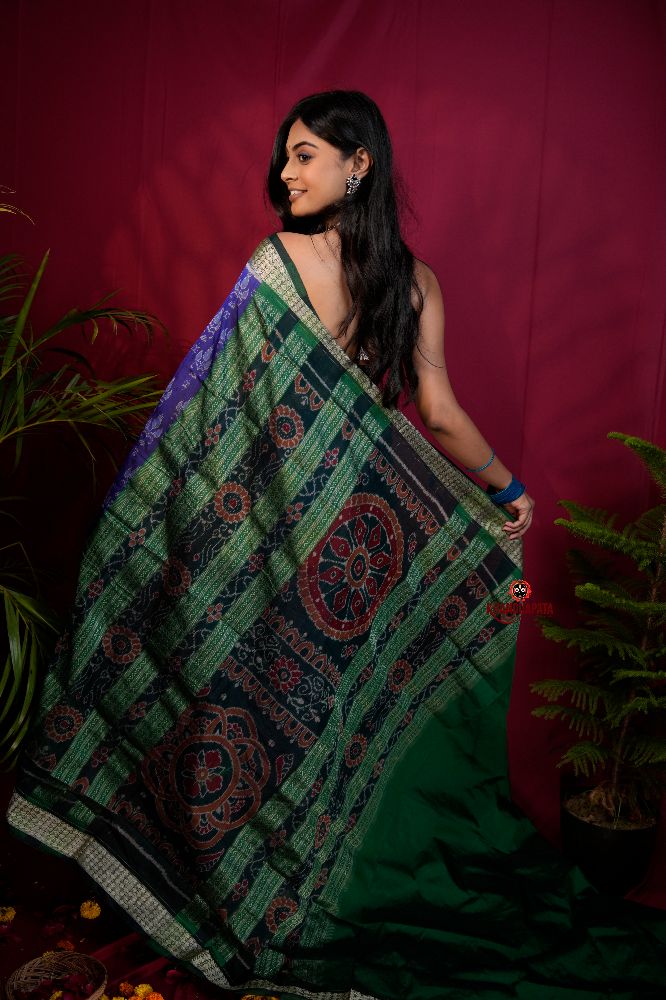 khanduapata Black & Blue Colour Body Design Silk Saree For Women - Distacart