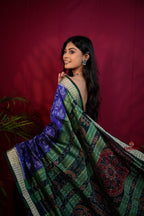 khanduapata Black & Blue Colour Body Design Silk Saree For Women - Distacart