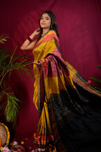 khanduapata Black & Mustard Yellow Multi Colour Dot Design Silk Saree For Women - Distacart