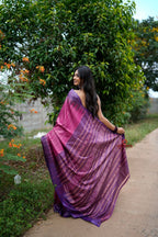 khanduapata Blue & Pink Colour Plain Tussar Silk Saree For Women - Distacart