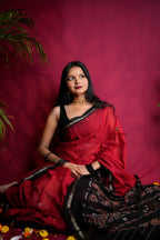 khanduapata Red & Black Dot Design Cotton Saree For Women - Distacart