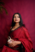 khanduapata Red & Black Dot Design Cotton Saree For Women - Distacart