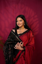 khanduapata Red & Black Dot Design Cotton Saree For Women - Distacart
