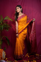 khanduapata Red & Yellow Colour Fish Design Cotton Saree For Women - Distacart