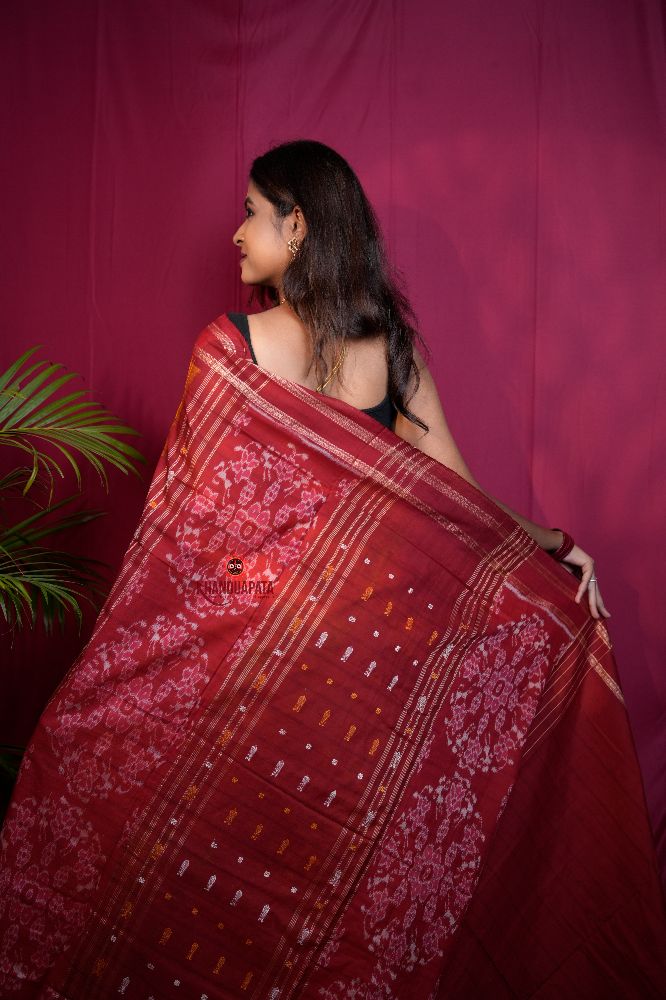 khanduapata Red & Yellow Colour Fish Design Cotton Saree For Women - Distacart