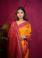 khanduapata Red & Yellow Colour Fish Design Cotton Saree For Women - Distacart