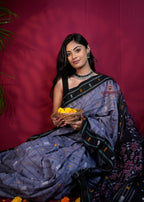 khanduapata Grey & Black Colour Body Design Cotton Saree For Women - Distacart