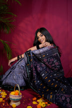 khanduapata Grey & Black Colour Body Design Cotton Saree For Women - Distacart