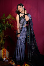 khanduapata Grey & Black Colour Fish Design Cotton Saree For Women - Distacart