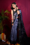 khanduapata Grey & Black Colour Body Design Cotton Saree For Women - Distacart