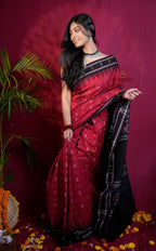 khanduapata Red & Black Colour Fish Design Cotton Saree For Women - Distacart
