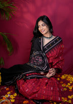 khanduapata Red & Black Colour Fish Design Cotton Saree For Women - Distacart