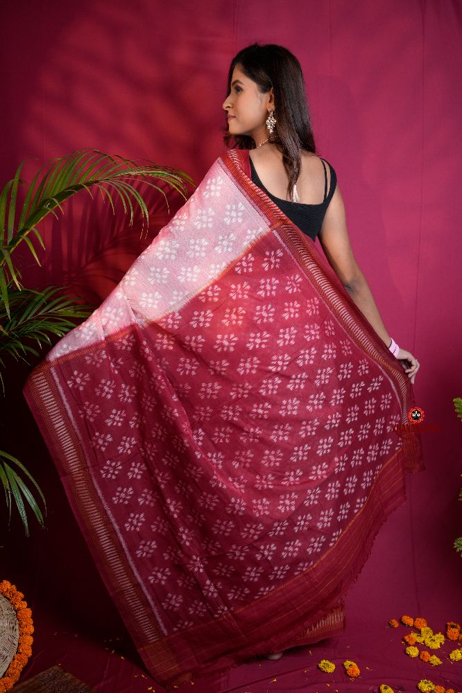 khanduapata Pink & Red Colour Body Design Cotton Saree For Women - Distacart