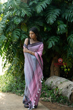 khanduapata Pink and Black Colour Plain Cotton Saree For Women - Distacart
