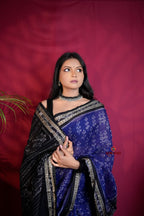 khanduapata Blue & Black Colour Body Design Cotton Saree For Women - Distacart