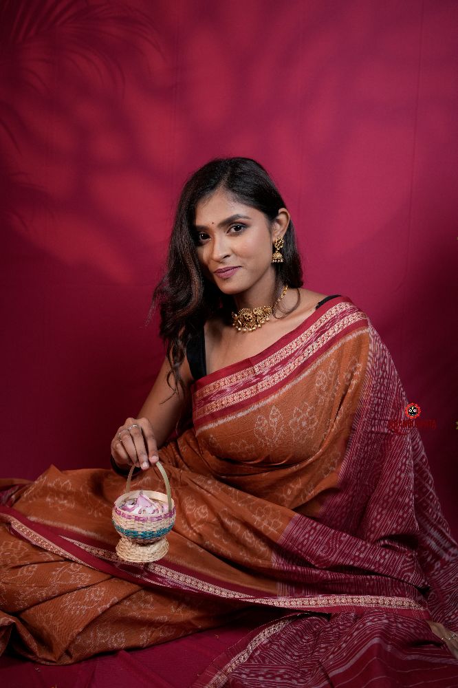 khanduapata Brown & Maroon Colour Body Design Cotton Saree For Women - Distacart