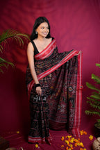 khanduapata Black & Red Colour Navakothi Design Cotton Saree For Women - Distacart
