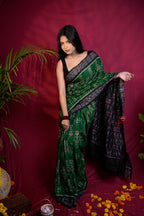 khanduapata Black & Green Colour Doll Design Cotton Saree For Women - Distacart