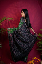 khanduapata Black & Green Colour Doll Design Cotton Saree For Women - Distacart