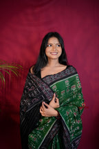 khanduapata Black & Green Colour Doll Design Cotton Saree For Women - Distacart