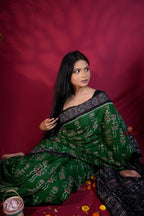 khanduapata Black & Green Colour Doll Design Cotton Saree For Women - Distacart