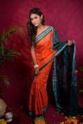 khanduapata Orange & Teal Colour Body Design Cotton Saree For Women - Distacart
